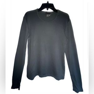 Zara dark grey long-sleeve top, size Medium, 92% nylon and 8% spandex.